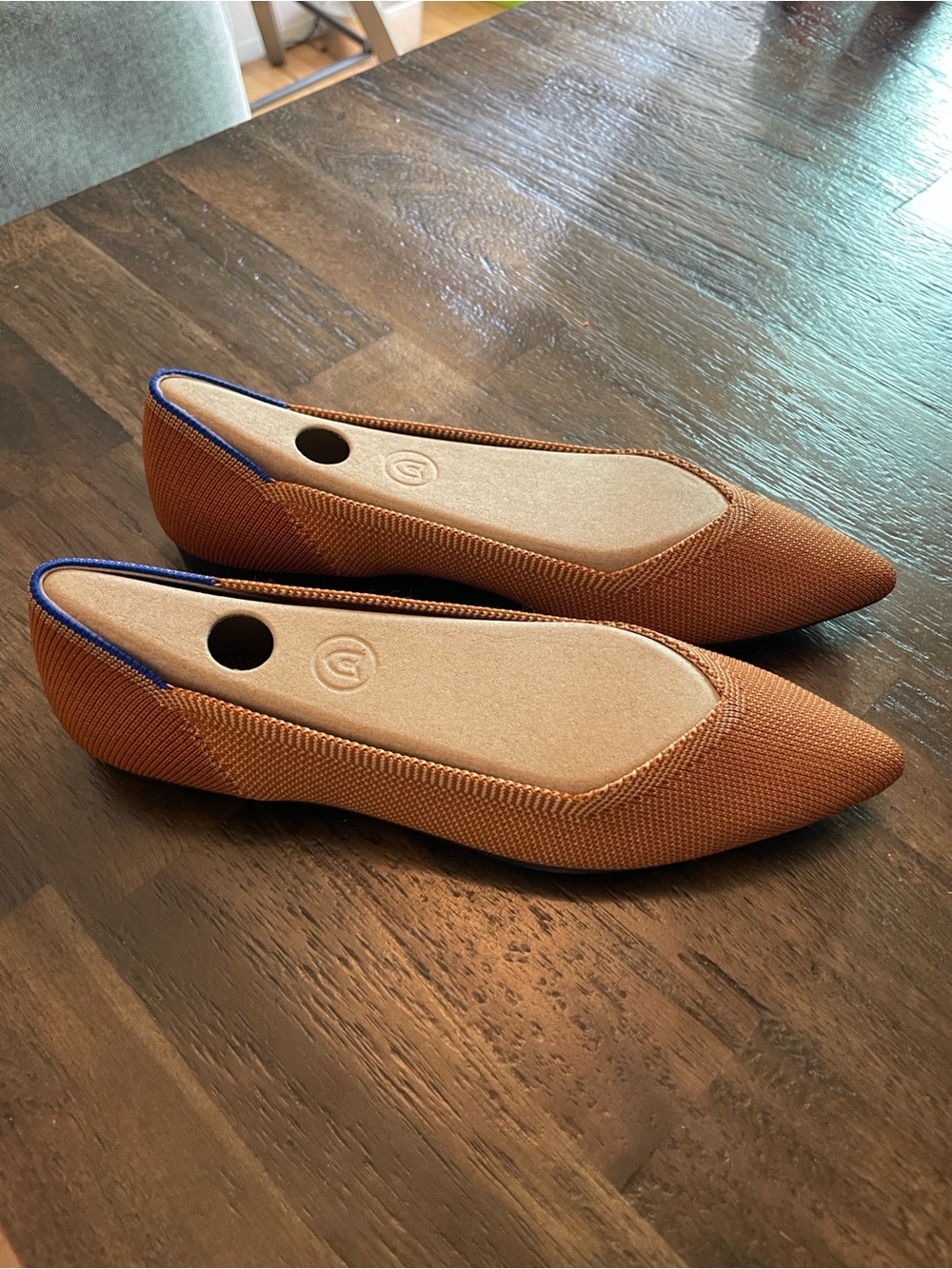 Rothy's Pointed Flats in Cognac Brown